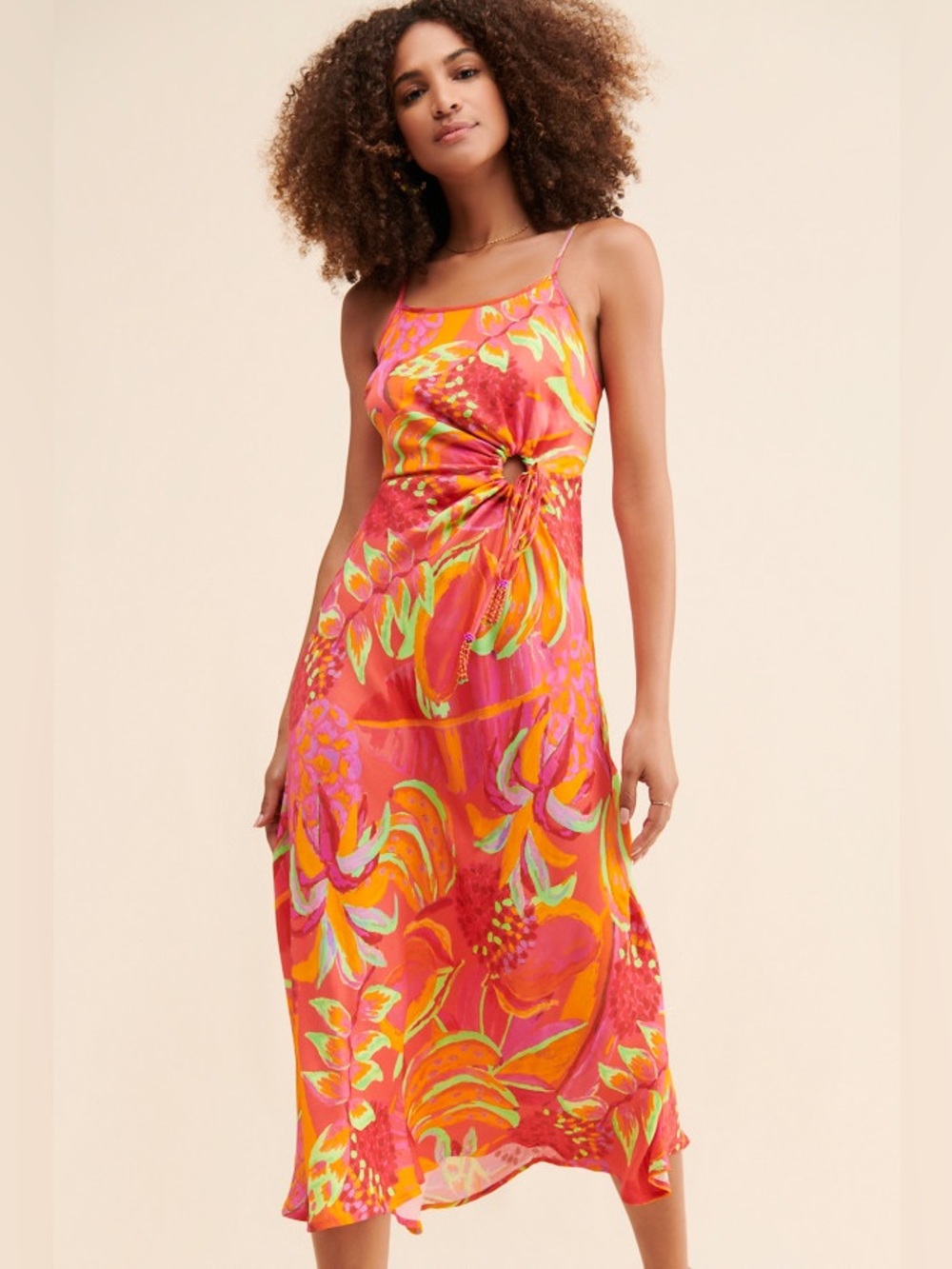 Farm Rio Fruit Brush Cutout Midi Dress‎ Large